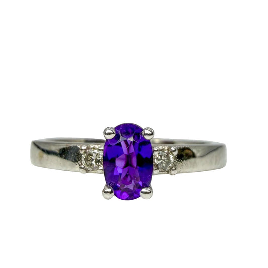 amethyst and diamond white gold ring
