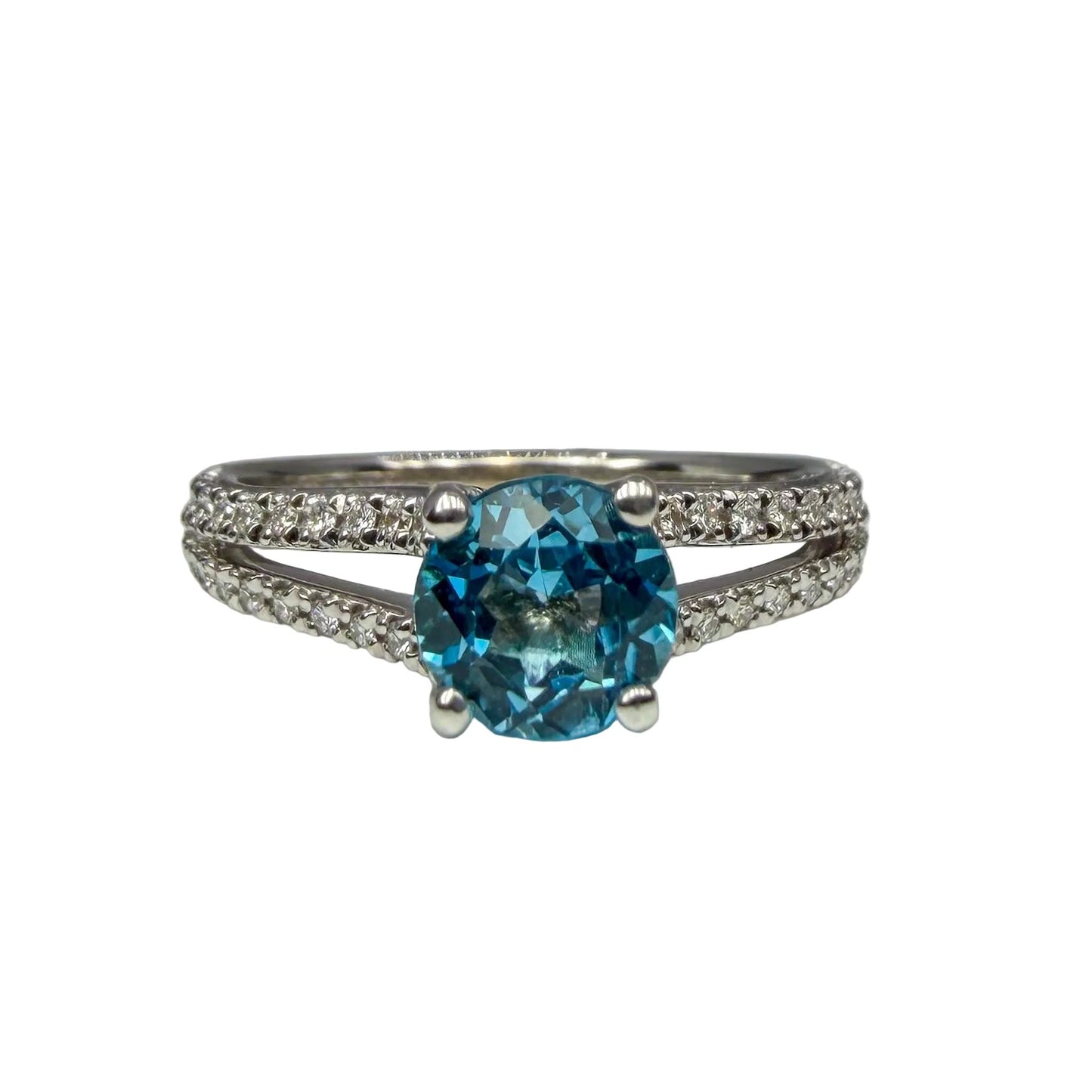 Blue Topaz and Diamond Ring