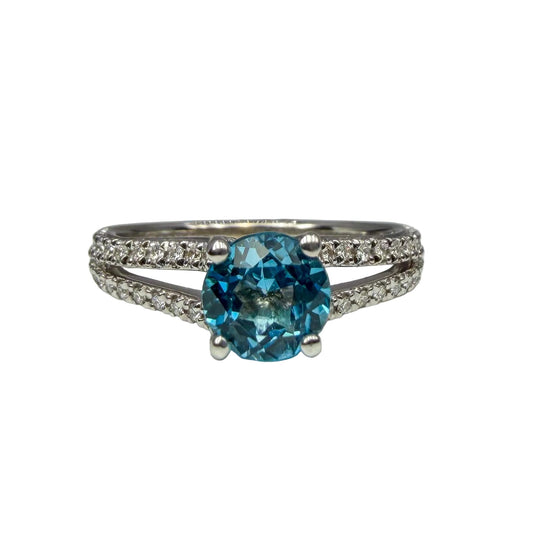 Blue Topaz and Diamond Ring