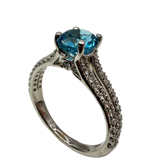 Blue Topaz and Diamond Ring