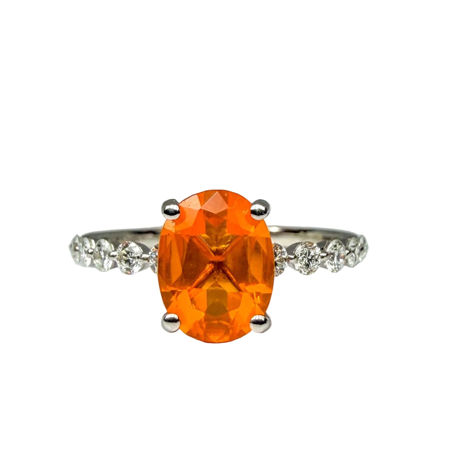 Fire Opal and Diamond Ring