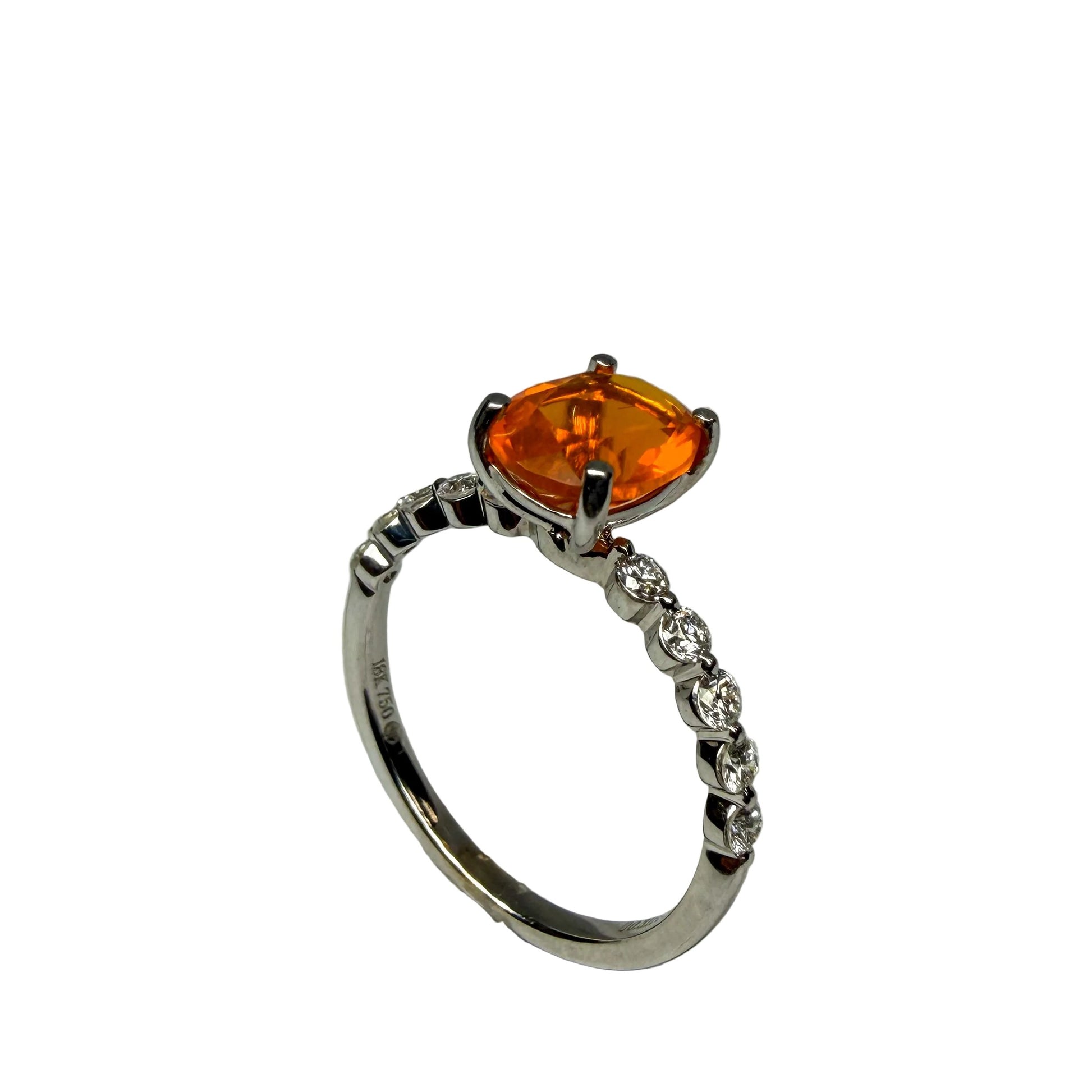 Fire Opal and Diamond Ring