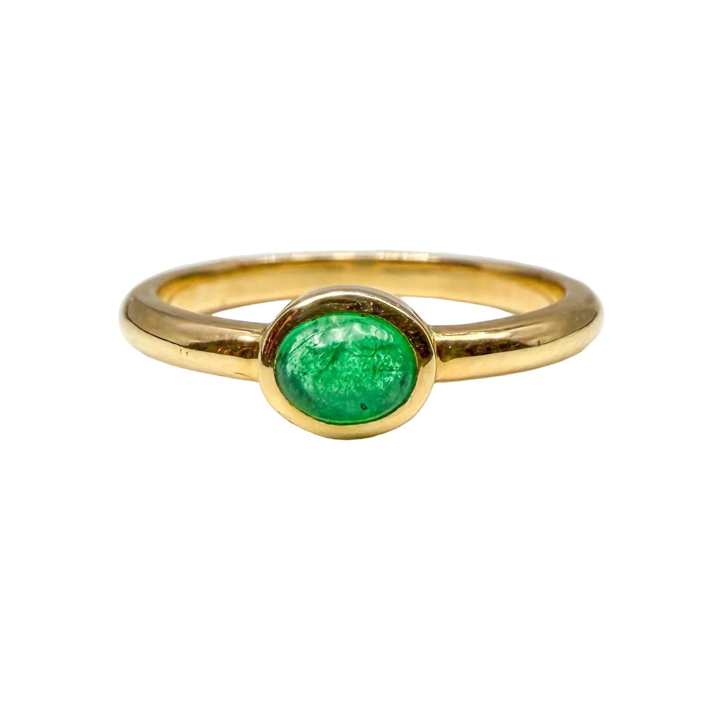 14kt yellow gold emerald bezel set ring 