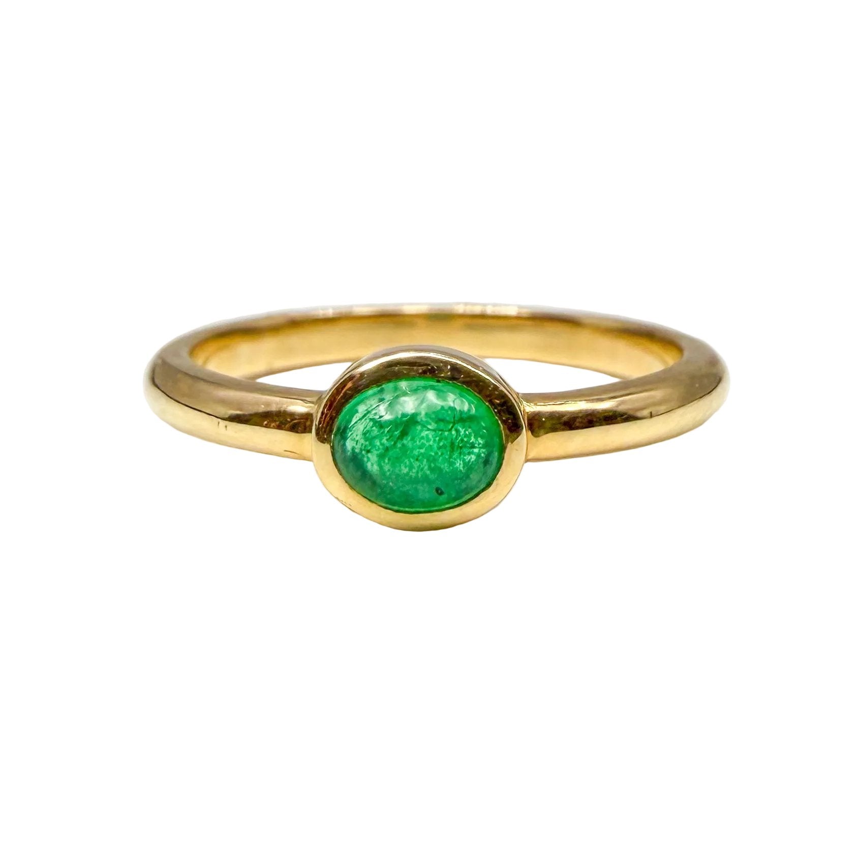 14kt yellow gold emerald bezel set ring 