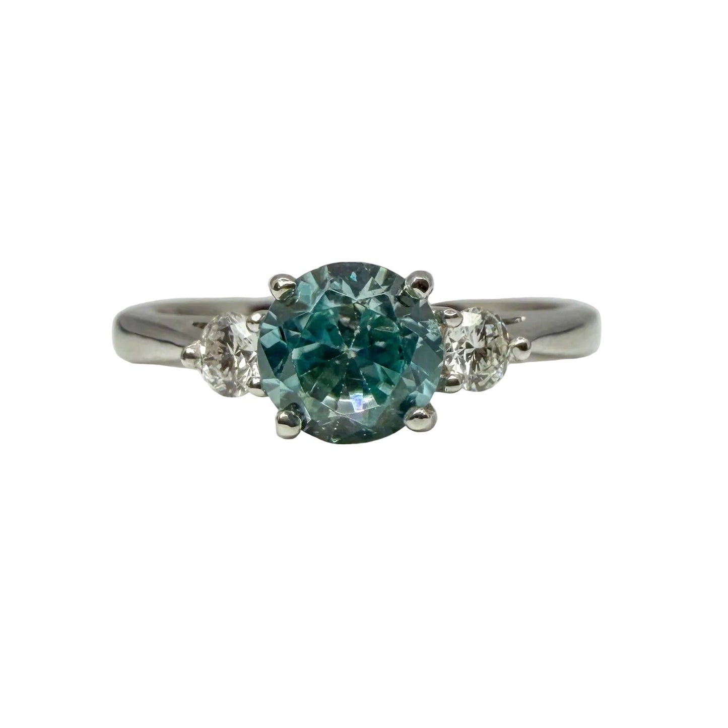 14kt White Gold Diamond and Aquamarine Ring 