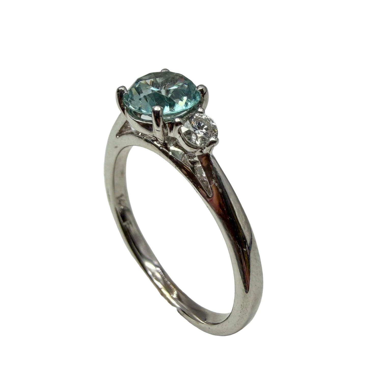 14kt White Gold Diamond and Aquamarine Ring 