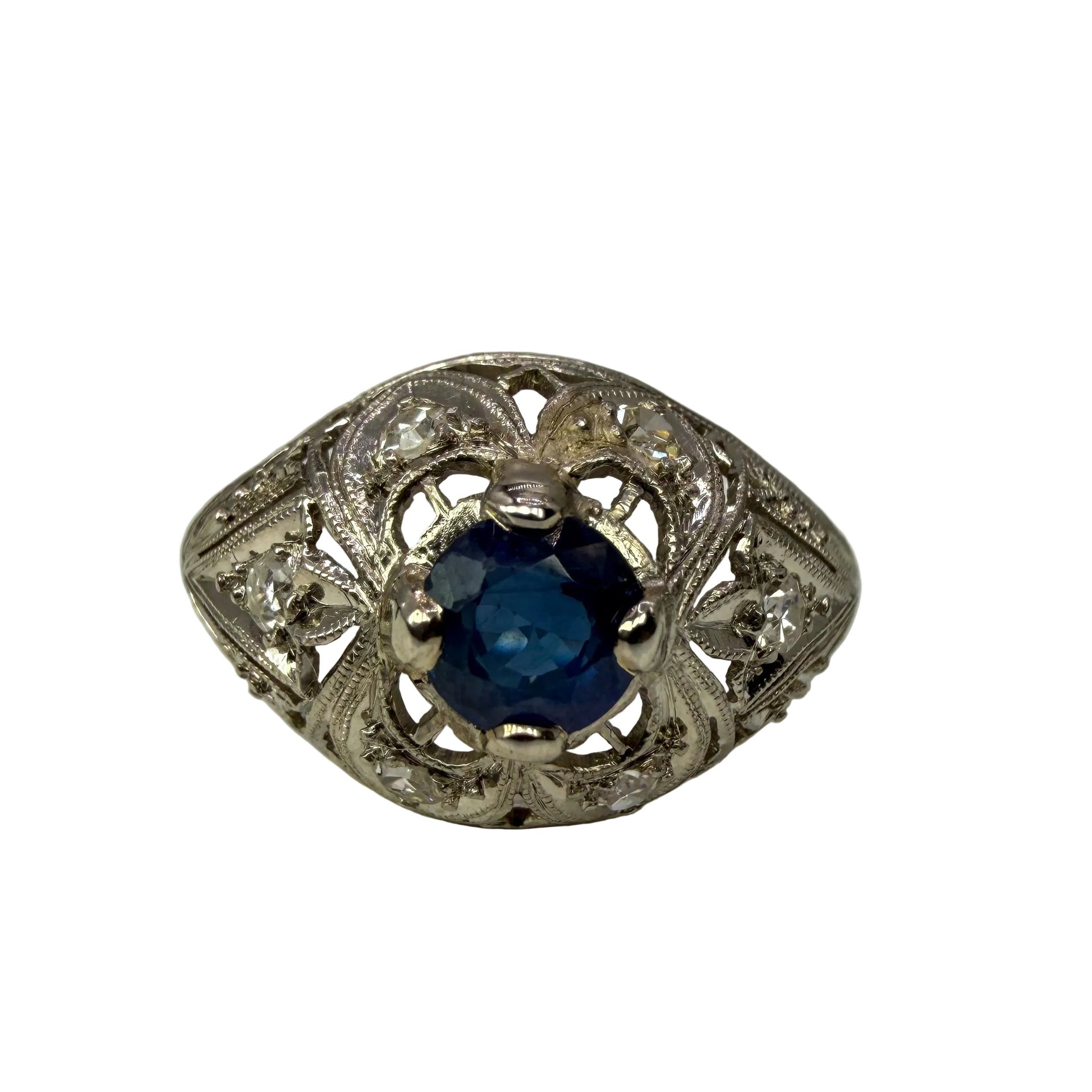 Platinum Diamond and Sapphire Ring 