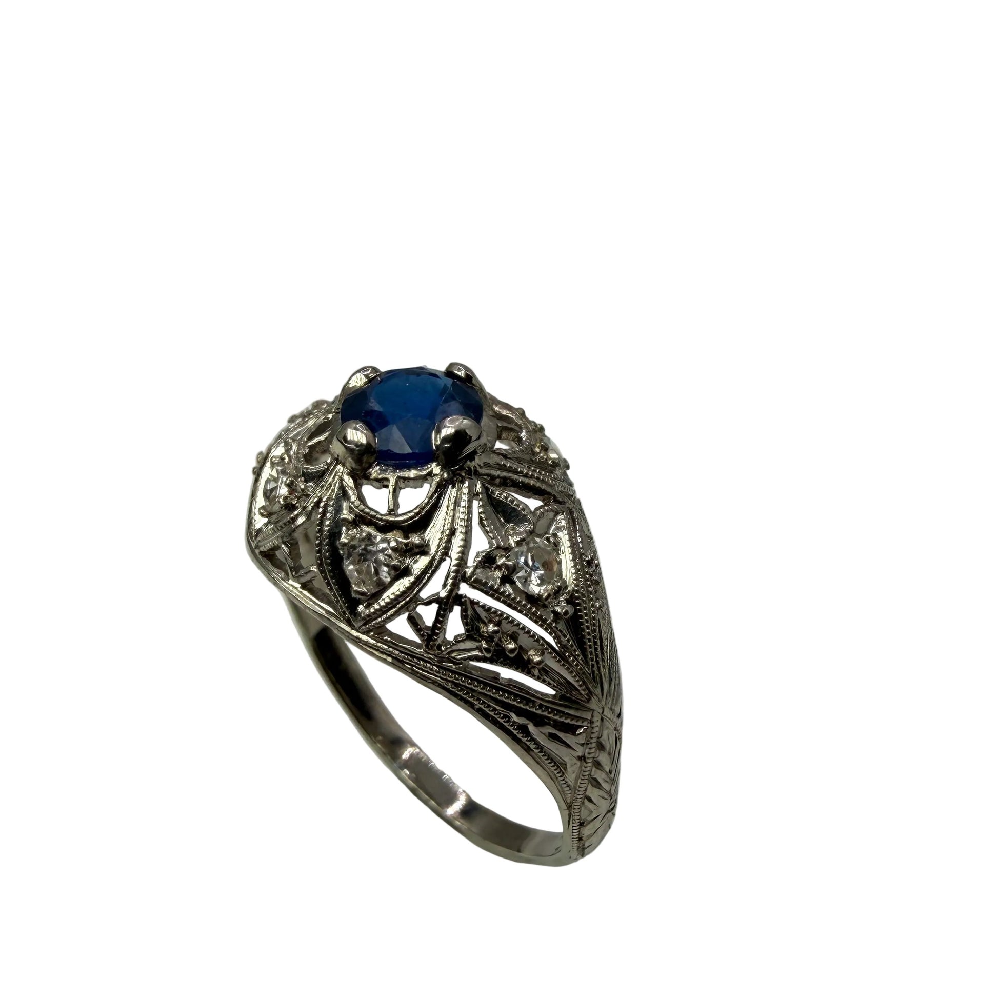 Platinum Diamond and Sapphire Ring 