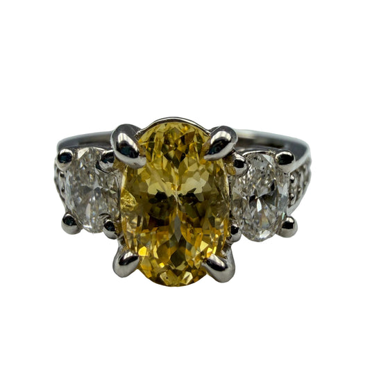 14kt White Gold Yellow Sapphire and Diamond Ring