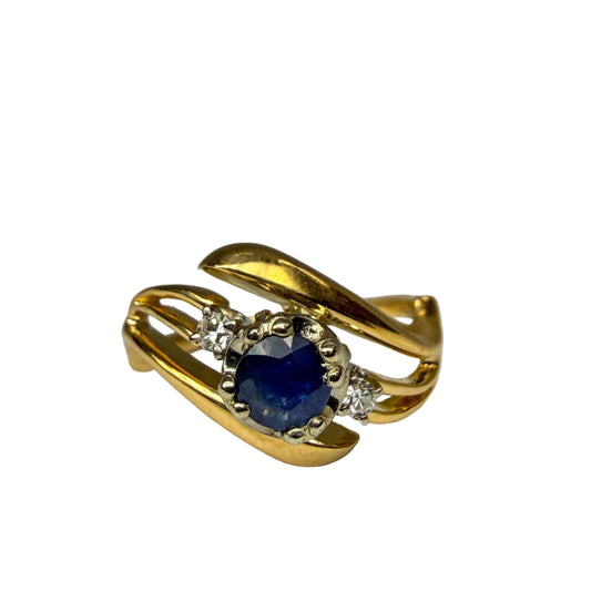 14kt Yellow Gold Sapphire and Diamond Free-Form Ring