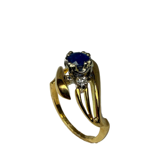 14kt Yellow Gold Sapphire and Diamond Free-Form Ring