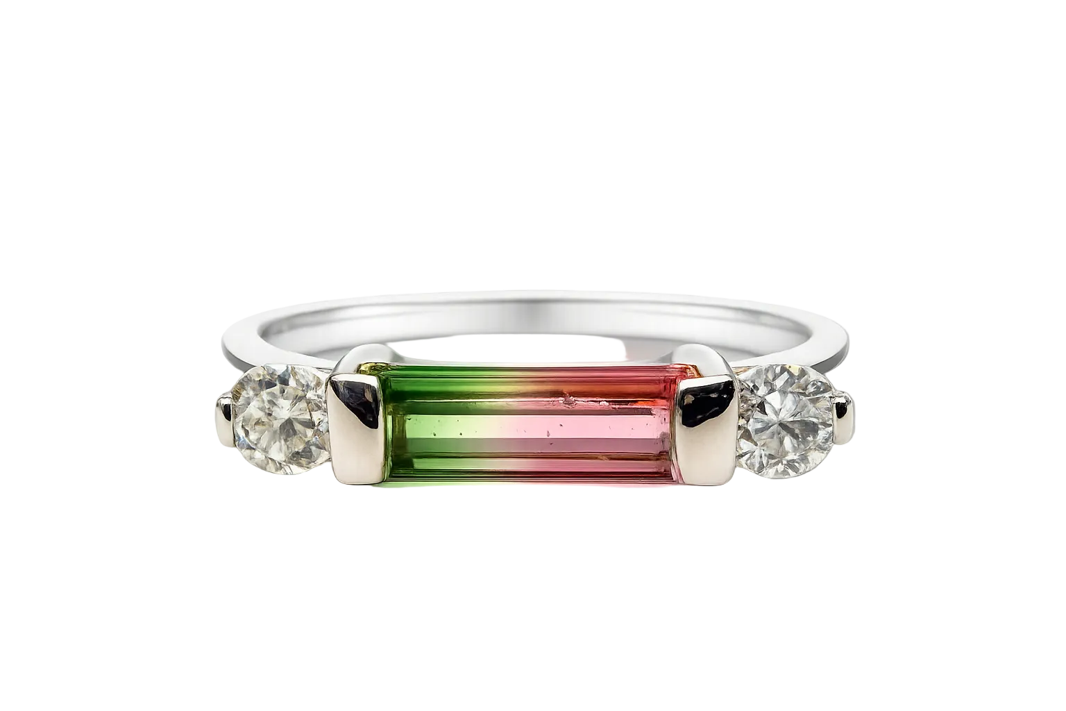 Watermelon Tourmaline & Diamond Ring