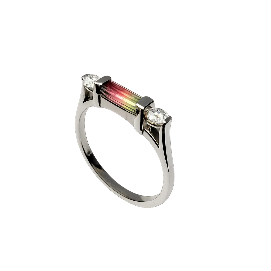 Watermelon Tourmaline & Diamond Ring