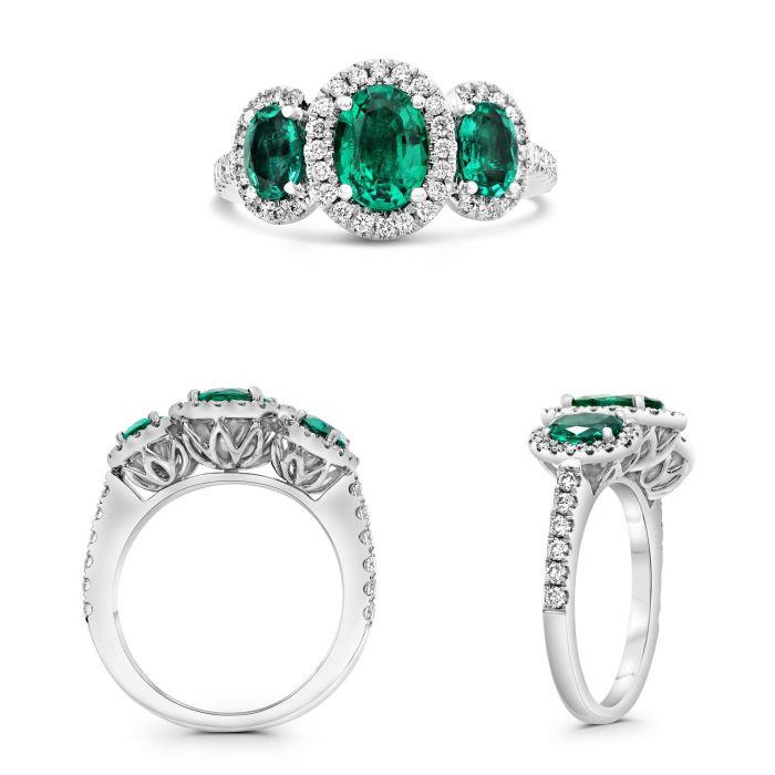 Three Stone Emerald Ring