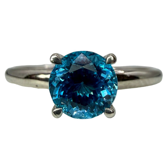 18kt White Gold Blue Topaz and Diamond RIng 