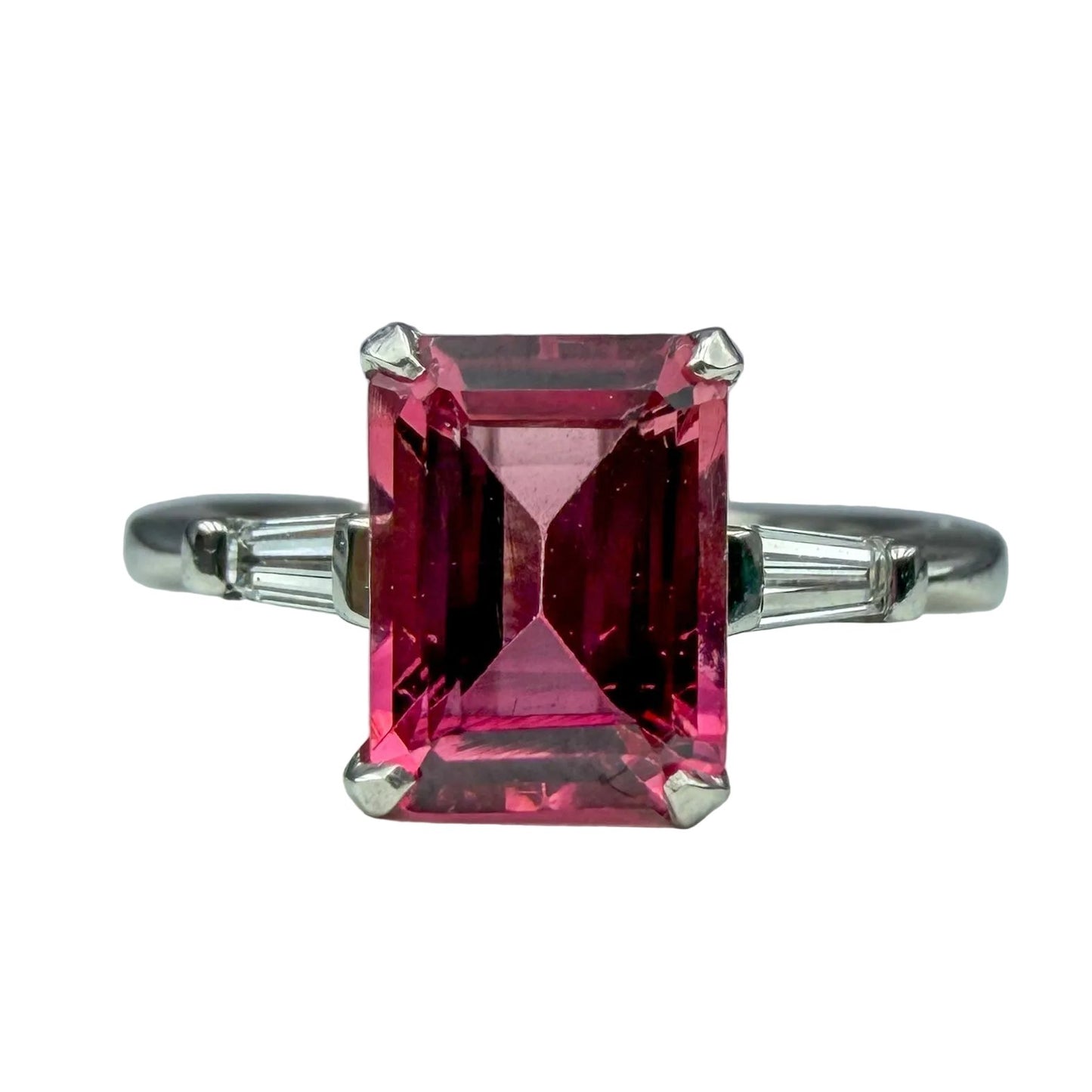 Platinum Diamond and Pink Tourmaline Ring