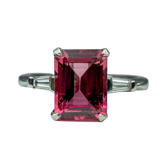 Platinum Diamond and Pink Tourmaline Ring