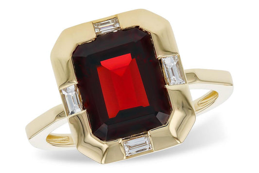 Bezel Set Garnet and Diamond Ring