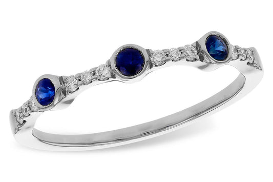 14K White Gold Sapphire & Diamond Bezel Ring