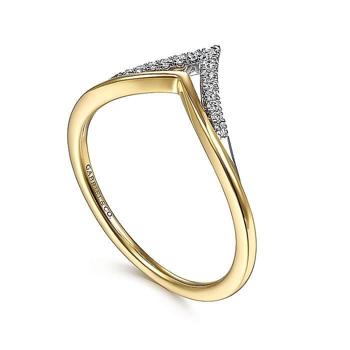 Gold Diamond Chevron Ring