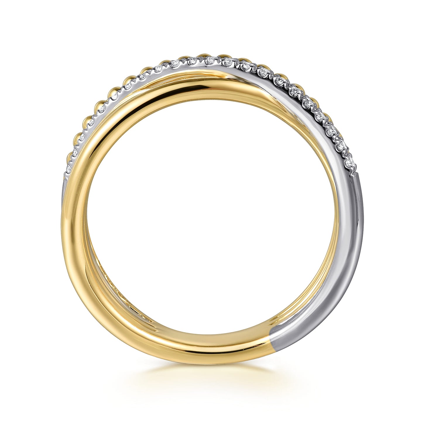 Gold Diamond Criss Cross Bujukan Ladies Ring
