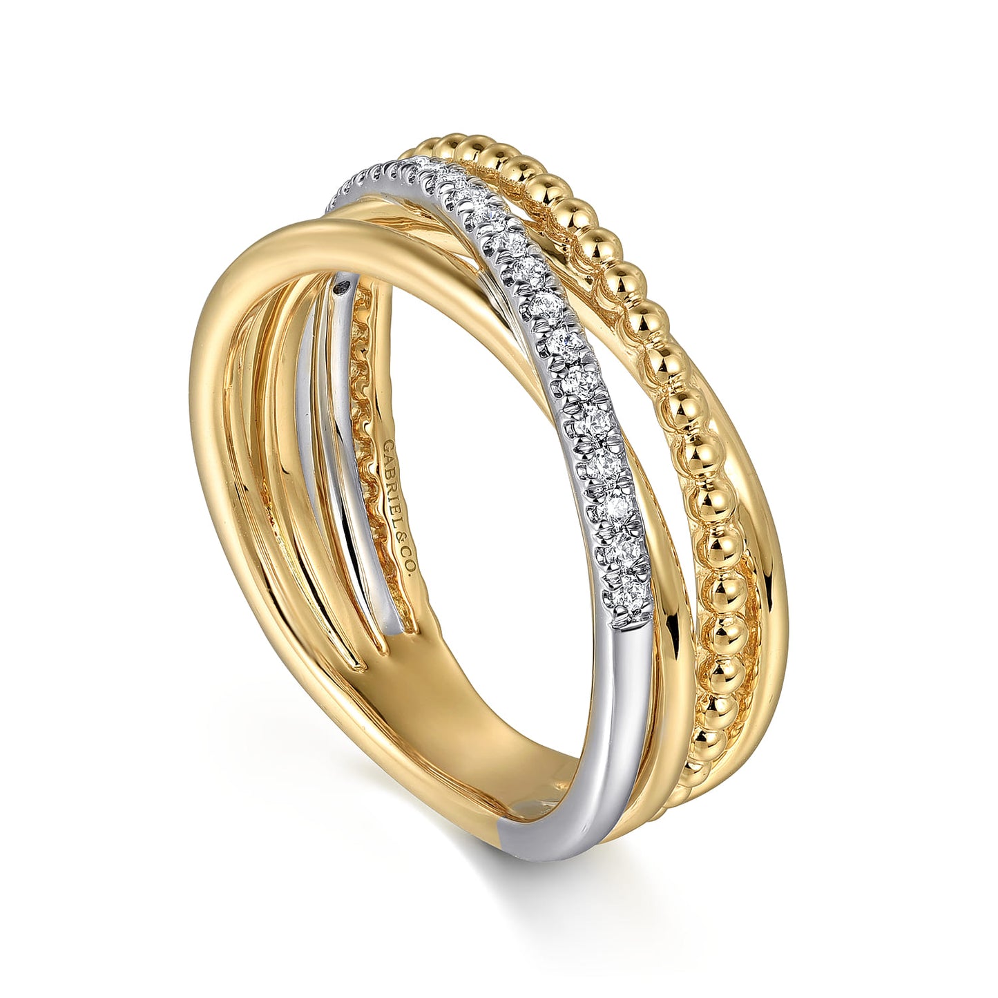Gold Diamond Criss Cross Bujukan Ladies Ring