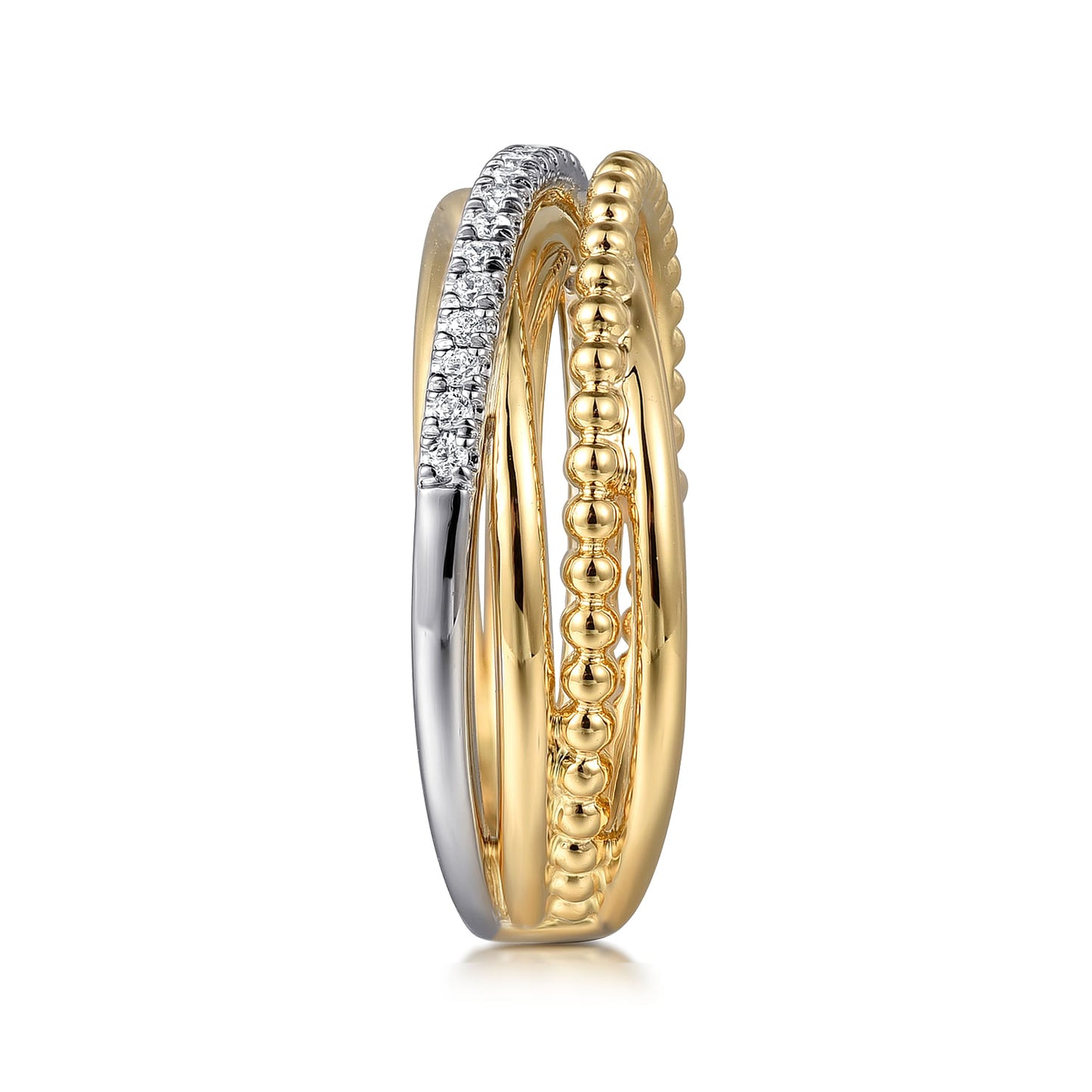 Gold Diamond Criss Cross Bujukan Ladies Ring