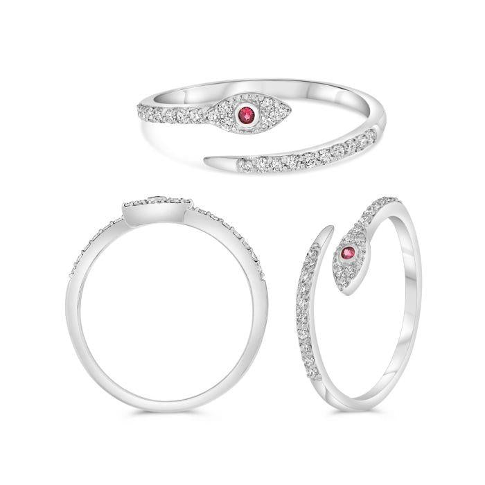 Ruby and Diamond Snake Ring