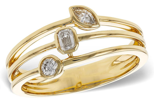 14K Yellow Gold Multi Shape Diamond Ring