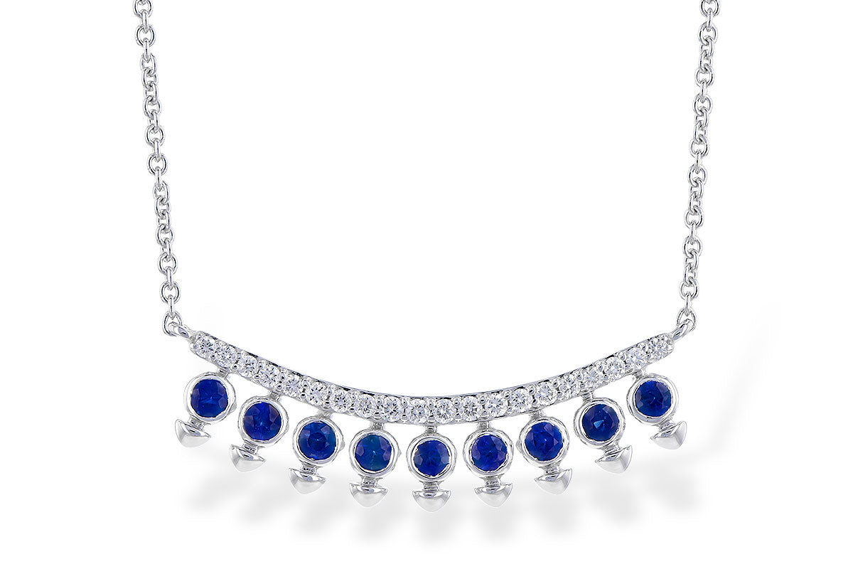 White Gold Sapphire and Diamonds Bar Necklace