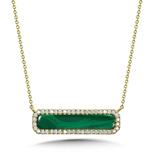 Malachite and Pave Diamond Bar Necklace