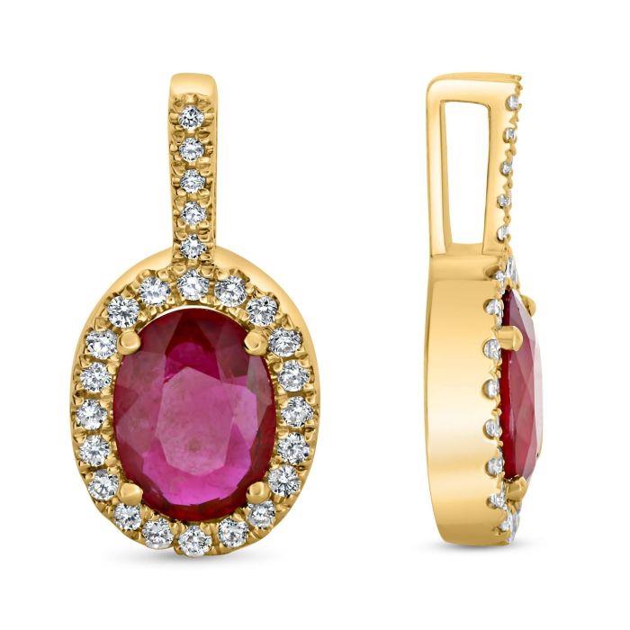 Ruby and Diamond Halo Pendant