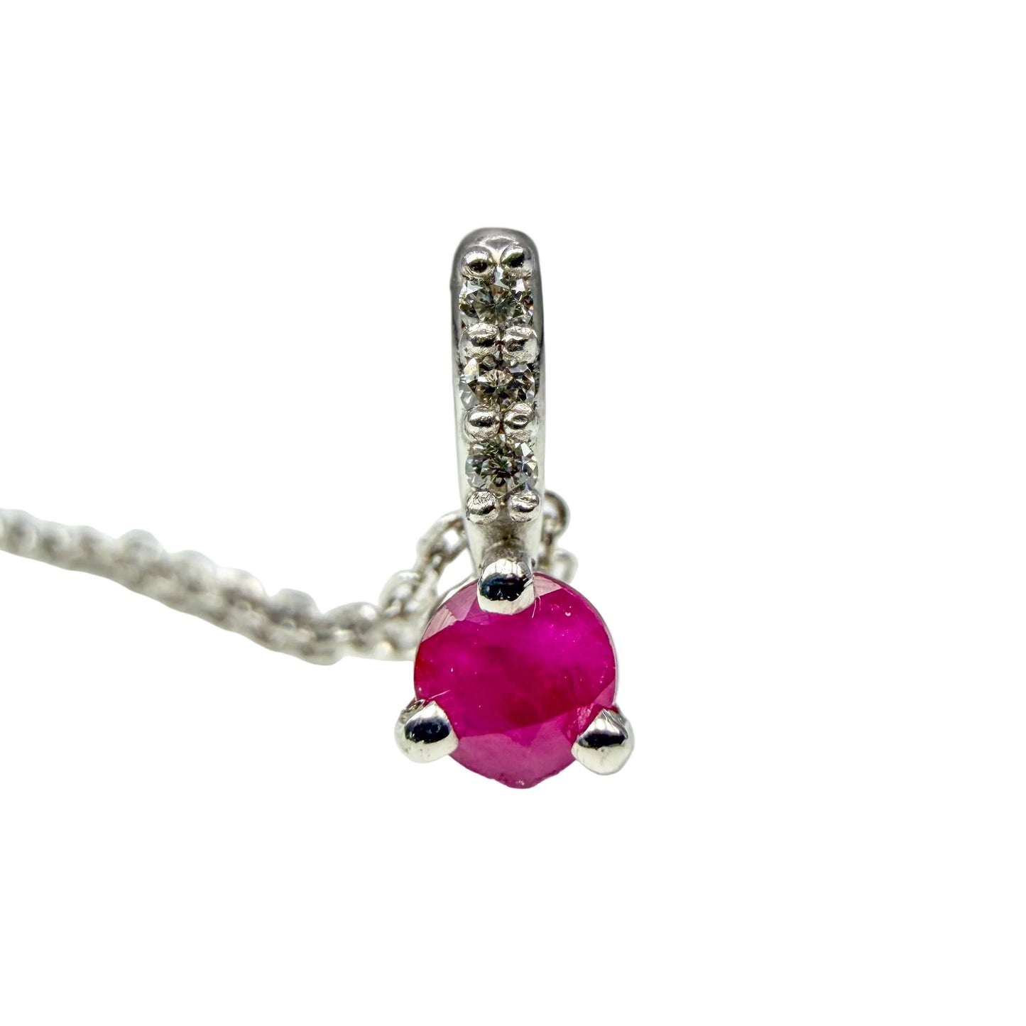 14kt white gold ruby and diamond pendant