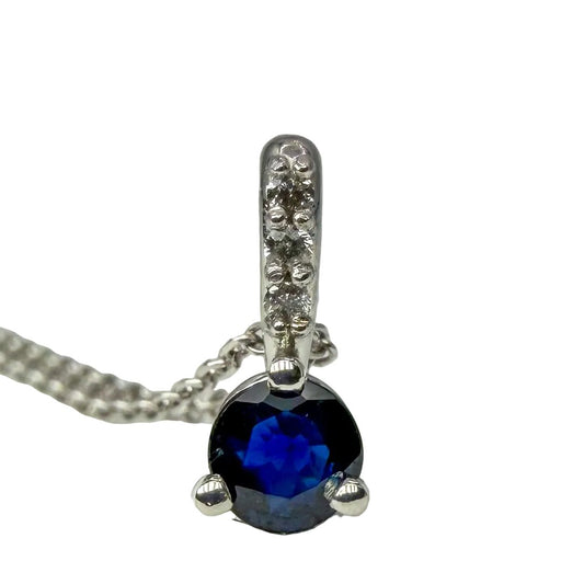 14kt white gold diamond and sapphire pendant
