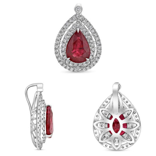 Ruby and Diamond Double Halo Necklace