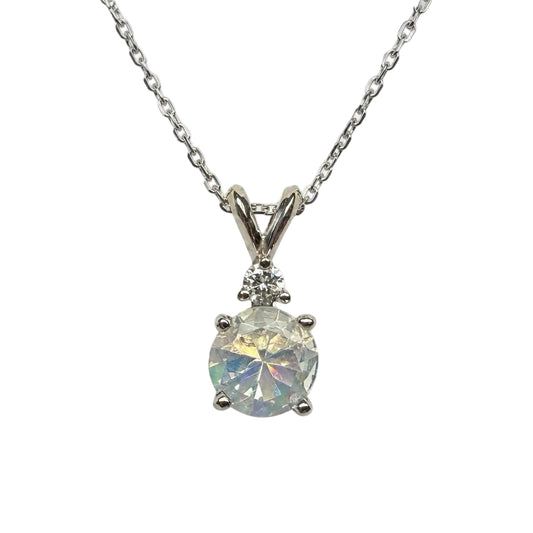 14K White Gold Faceted Opal Pendant