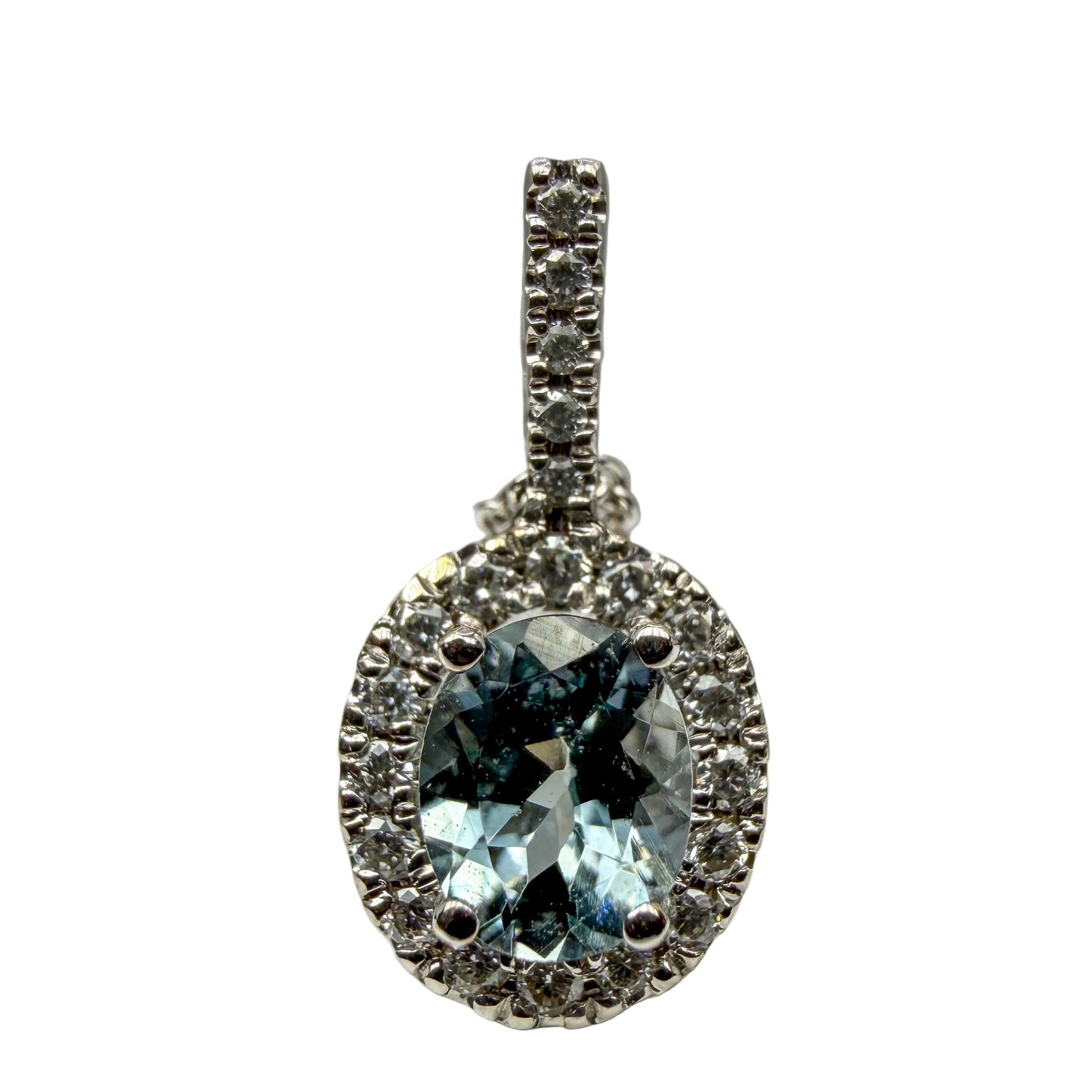 14kt White Gold Grey Spinel and Diamond Pendant 