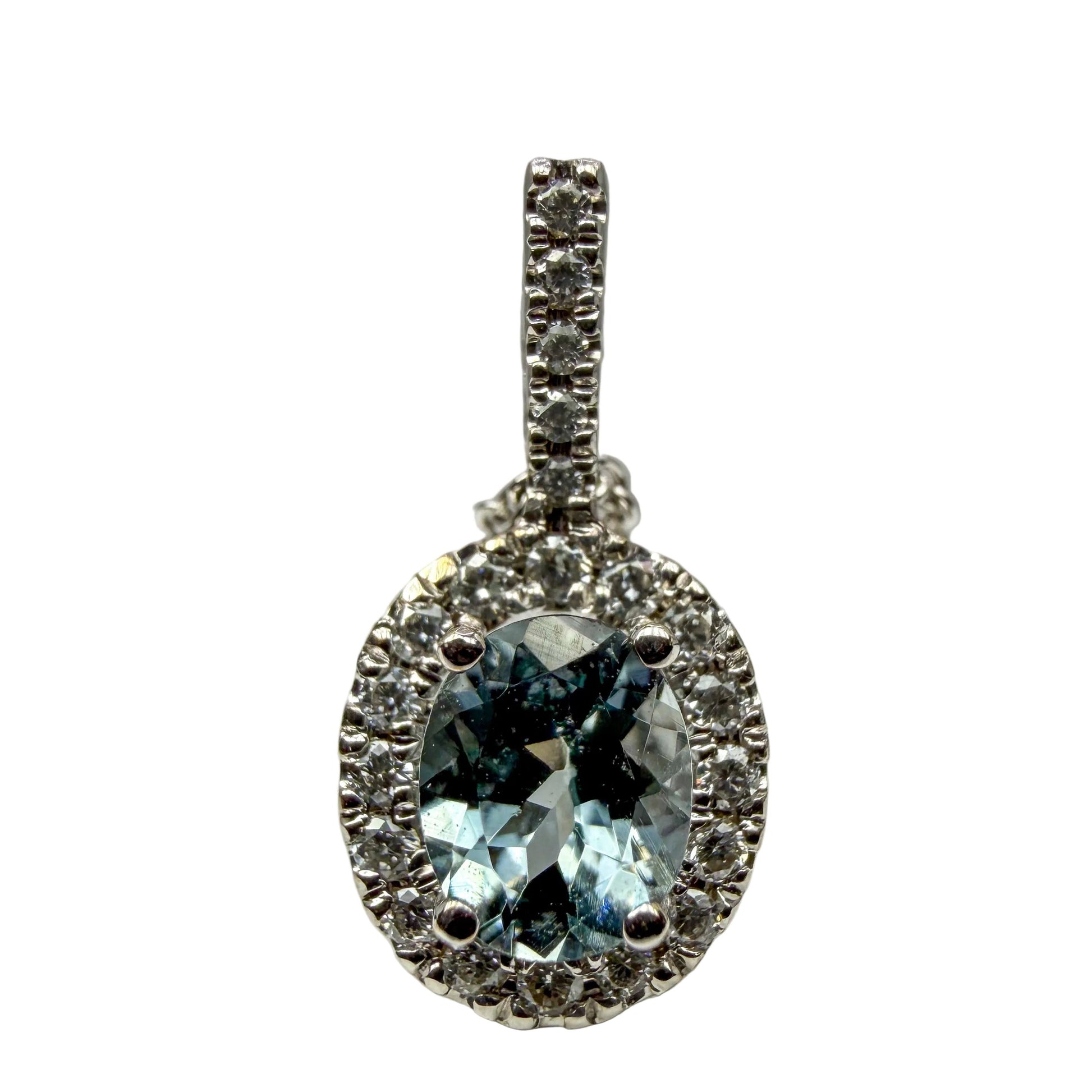 14kt White Gold Grey Spinel and Diamond Pendant 