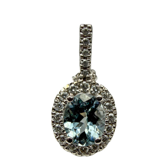 14kt White Gold Grey Spinel and Diamond Pendant 