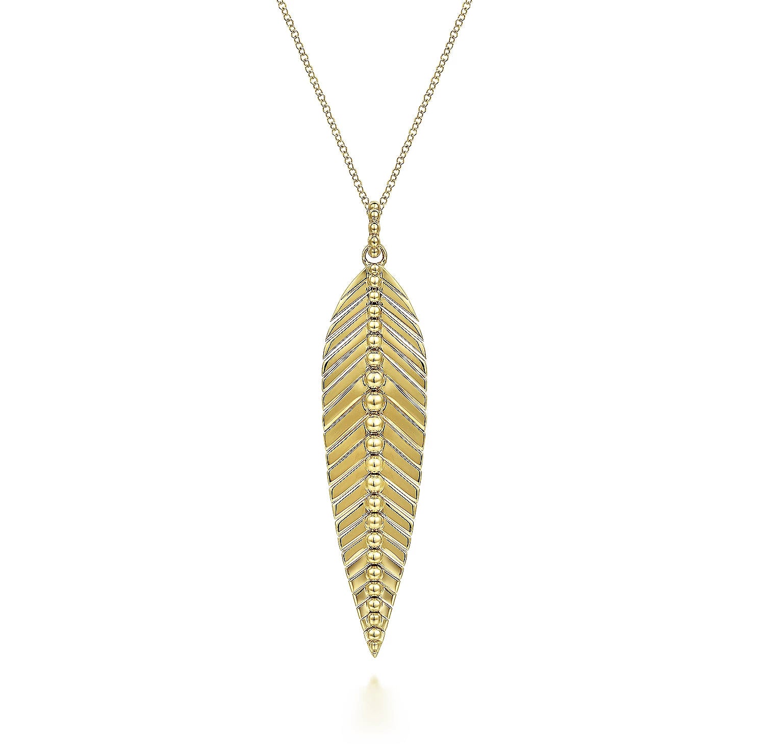 14K Yellow Gold Bujukan Leaf Pendant Necklace