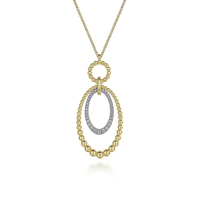 14K White-Yellow Gold Bujukan and Diamond Circle Pendant Necklace