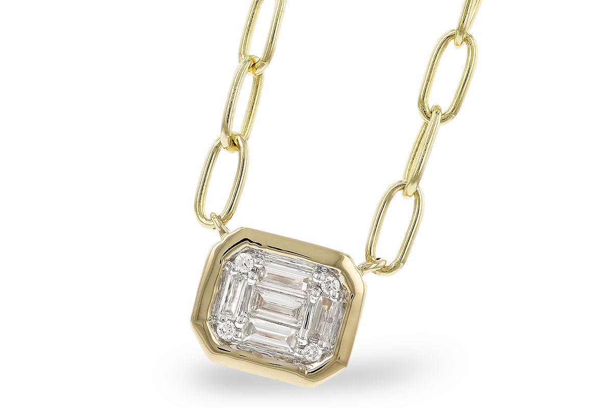 Diamond Pendant and Paperclip Chain