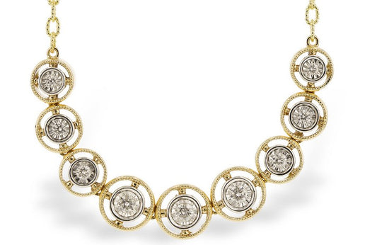 Two tone diamond circle necklace