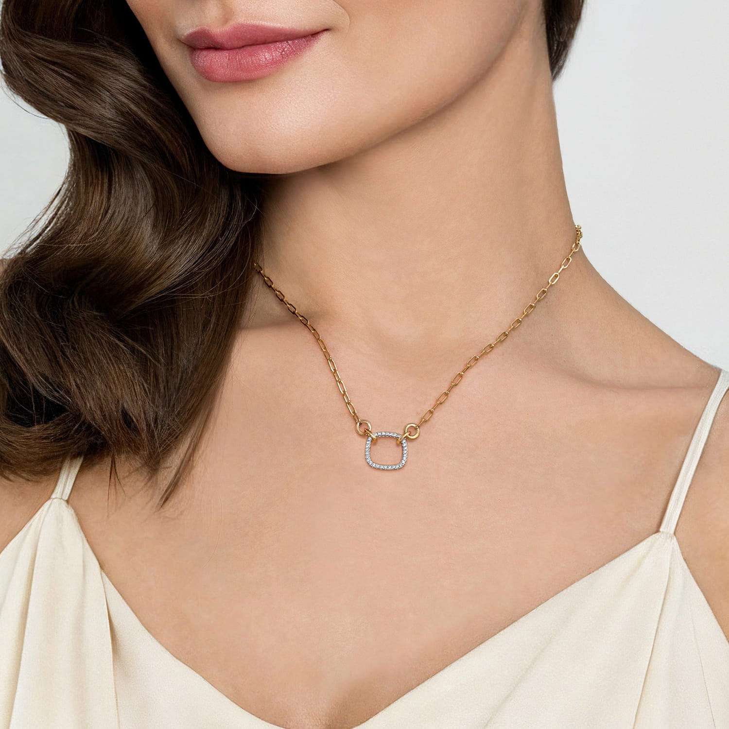 Diamond Paperclip Chain Necklace