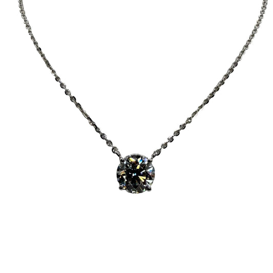 14kt White Gold Sythetic Diamond Solitaire Necklace 