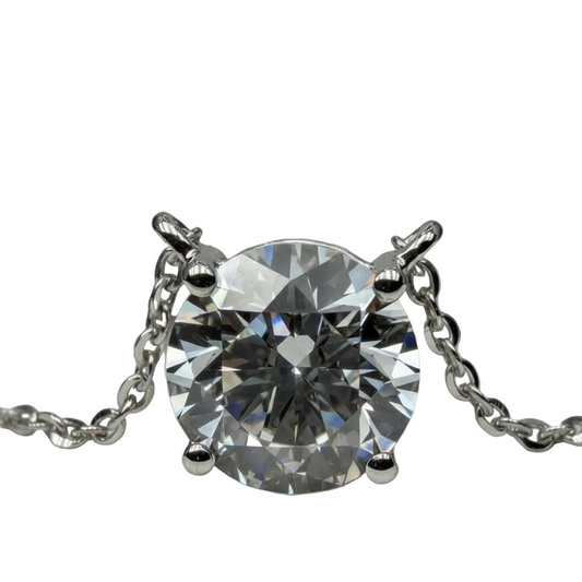 14kt White Gold Sythetic Diamond Solitaire Necklace 