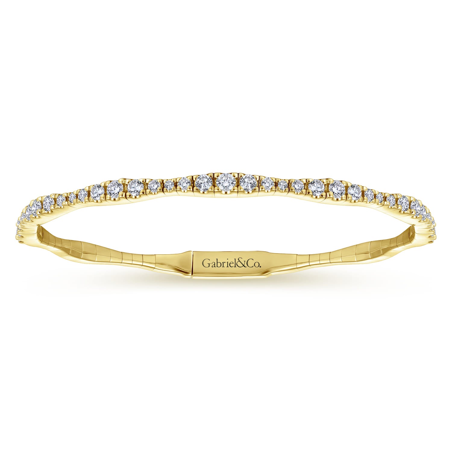 Yellow Gold Diamond Station Bangle
