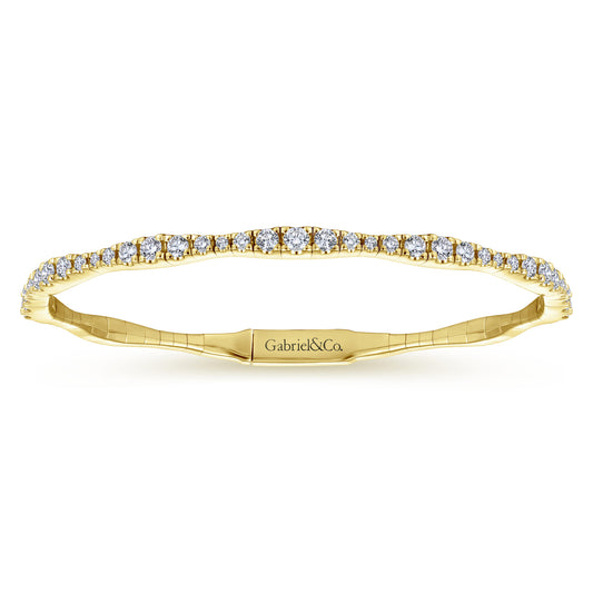 Yellow Gold Diamond Station Bangle