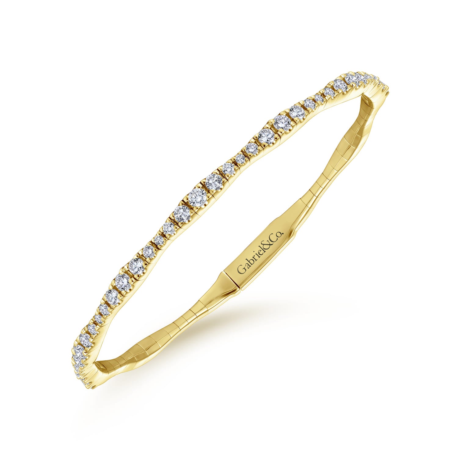 Yellow Gold Diamond Station Bangle