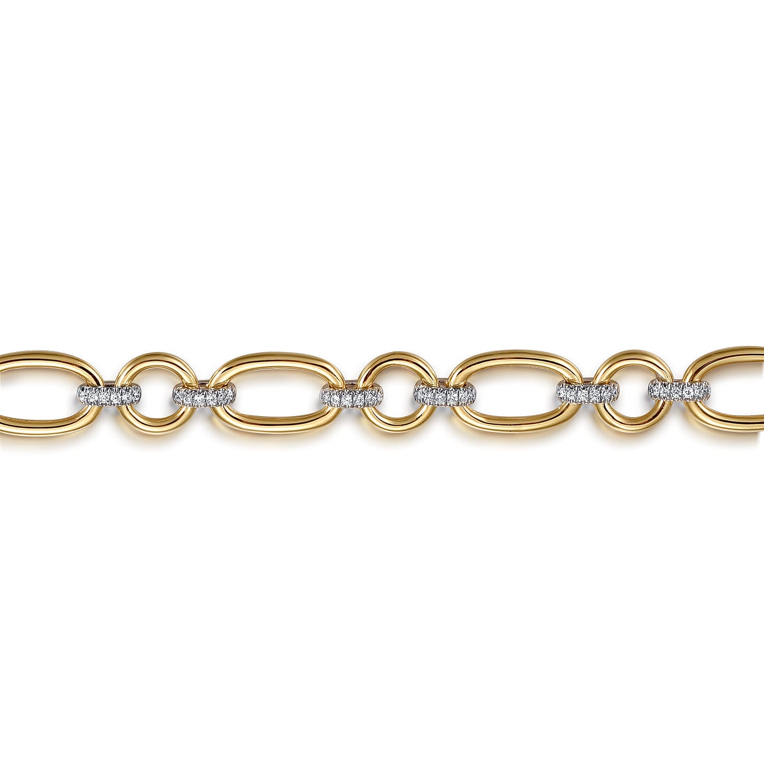 Link Chain Bracelet 14K White and Yellow Gold Diamond
